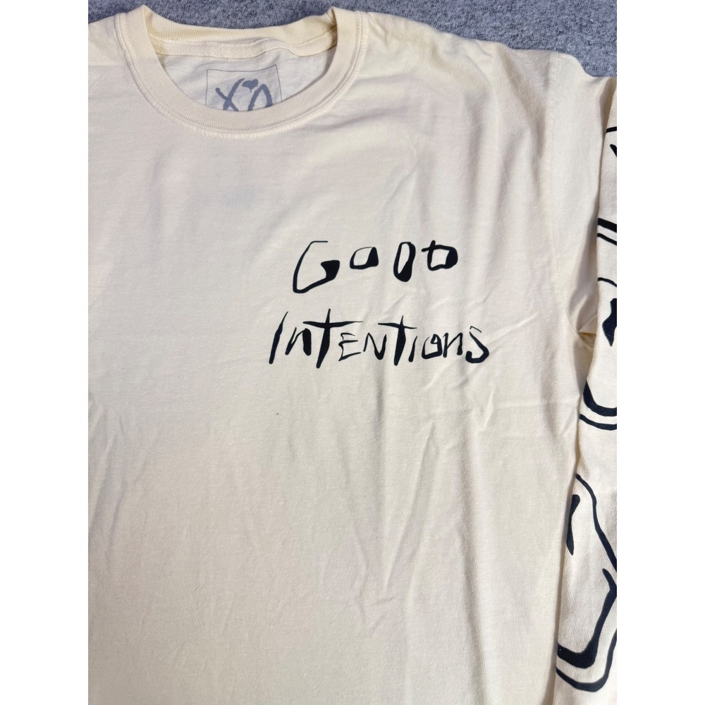 The Weeknd XO Nav Good Intentions‎ Long Sleeve Shirt Cream Smiley Face Mens M